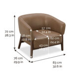 Aiden & Ivy Brown Leather Barrel Armchair - Image 2