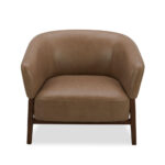 Aiden & Ivy Brown Leather Barrel Armchair - Image 3