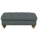 Bordeaux Fabric Footstool, Blue - Image 3