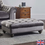 Bordeaux Grey Velvet Footstool