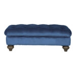 Bordeaux Blue Velvet Footstool - Image 4