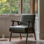 Gallery Neyland Green Leather Armchair