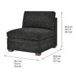 Thomasville Tisdale Dark Grey Fabric Armless Chair - Image 2