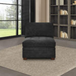 Thomasville Tisdale Dark Grey Fabric Armless Chair - Image 3