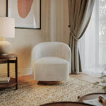 Henredon Murphy Cream Fabric Swivel Chair - Image 7