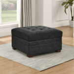 Thomasville Tisdale Dark Grey Fabric Storage Ottoman