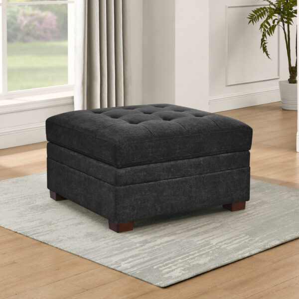 Thomasville Tisdale Dark Grey Fabric Storage Ottoman