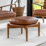 Gallery Datsun Antique Brown Leather Footstool