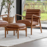 Gallery Datsun Antique Brown Leather Footstool - Image 5