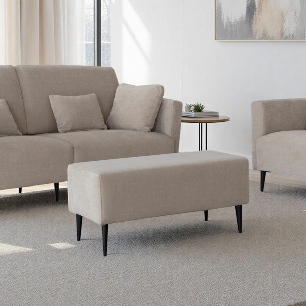 MOONAP Monroe Beige Fabric Footstool