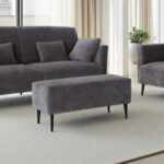 MOONAP Monroe Dark Grey Fabric Footstool