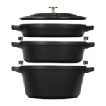 STAUB Stackable 3 Piece Pot Set in White Truffle - Image 11