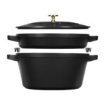 STAUB Stackable 2 Piece Pot Set in White Truffle - Image 2