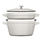 STAUB Stackable 2 Piece Pot Set in White Truffle