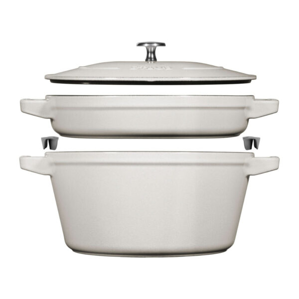 STAUB Stackable 2 Piece Pot Set in White Truffle