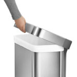 simplehuman Rectangular Step Can Bin 55L in Brushed Stainless Steel with Grey Plastic Lid - Image 2