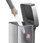 simplehuman Rectangular Step Can Bin 55L in Brushed Stainless Steel with Grey Plastic Lid - Image 3
