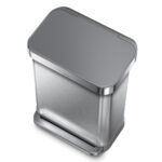 simplehuman Rectangular Step Can Bin 55L in Brushed Stainless Steel with Grey Plastic Lid - Image 4