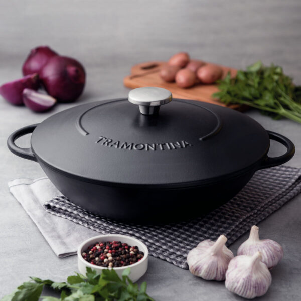 Tramontina Enameled Cast Iron Wok, 32cm / 5.0L