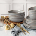 Over & Back Stoneware Dinnerware Set, 16 Piece in Slate Grey - Image 2