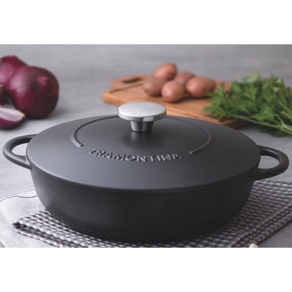 Tramontina Enamelled Cast Iron Shallow Casserole Dish, 28cm / 4.1L