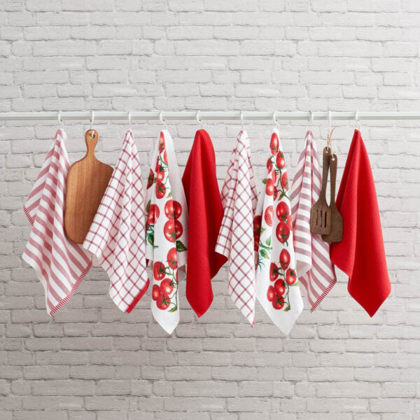 Caro Home Kitchen Towels 8 Pack, in Tomato Design