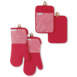 KitchenAid 4 Piece Oven Mitt & Pot Holder Set, Red - Image 7