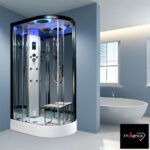 Insignia Diamond 1100mm Offset Quadrant Steam Shower with Chrome Frame - Image 2