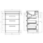 Tavistock Curve 60.0 cm 3 Drawer Floor Mounted Vanity Unit in Green - Image 6