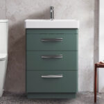 Tavistock Curve 60.0 cm 3 Drawer Floor Mounted Vanity Unit in Green