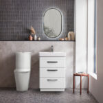 Tavistock Curve 60.0 cm 3 Drawer Floor Mounted Vanity Unit in Green - Image 13