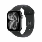 Apple Watch Series 11 GPS + Cellular, 46mm Jet Black Aluminium Case with Black Sport Band - S/M, MFC24MP/A