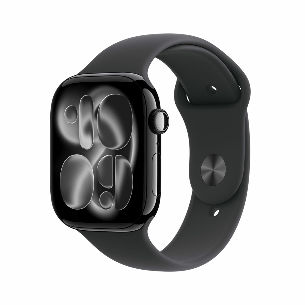 Apple Watch Series 11 GPS + Cellular, 46mm Jet Black Aluminium Case with Black Sport Band - S/M, MFC24MP/A