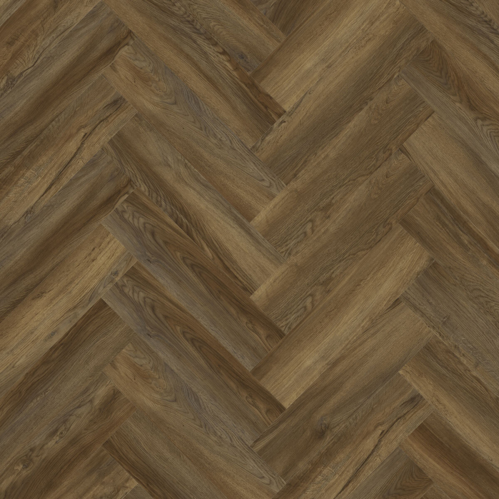 Elka Herringbone Texas Oak Dark Brown 6mm Vinyl Flooring - SAMPLE ONLY