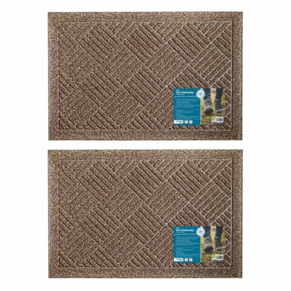 JVL Dirt Defender Door Mat in Beige, 40 x 60 cm - 2 Pack