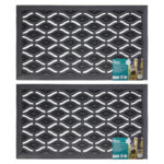 JVL Elipses Eyes Rubber Door Mat, 40 x 70 cm - 2 Pack