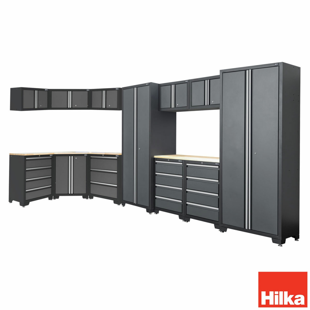 Hilka Garage Bundle 14 Piece Corner & Cabinet Storage Set