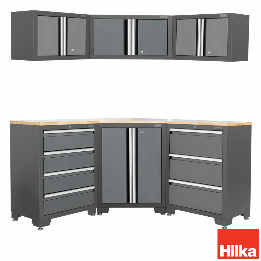 Hilka 7 Piece Garage Corner Cabinet Set