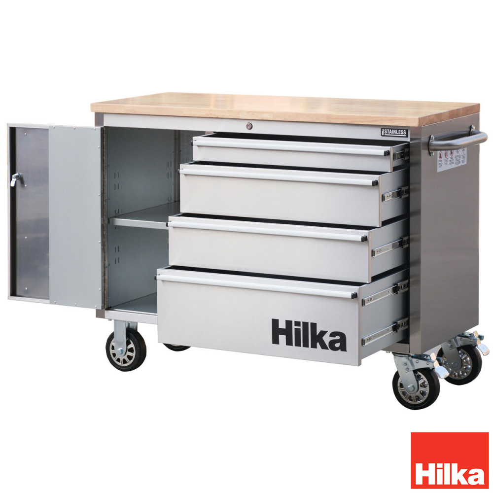 Hilka 48" (122cm) 4 Drawer Stainless Steel Tool Cabinet