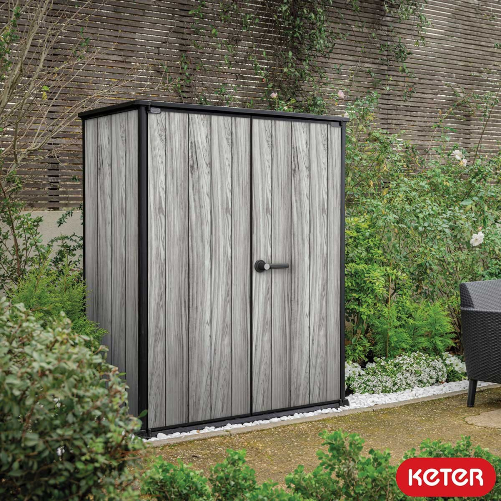 Keter Storm Grey Signature Alto 4ft 6" x 2ft 4" (1.4 x 0.7m) 1,415 Litre Vertical Storage Shed with Shelves