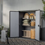 Keter Storm Grey Signature Alto 4ft 6" x 2ft 4" (1.4 x 0.7m) 1,415 Litre Vertical Storage Shed with Shelves - Image 4