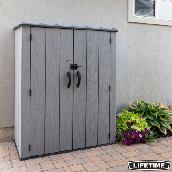 Lifetime 4ft 6" x 2ft 4" (1.4 x 0.7m) Vertical 1,510 Litre Storage Shed with Shelving - Model 60457