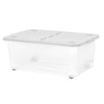 Wham 45 Litre Clear/Cool Grey Box with Wheels & Folding Lid - 5 Pack - Image 2