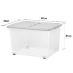Wham 44 Litre Clear/Cool Grey Box with Wheels & Folding Lid - 5 Pack - Image 2