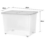 Wham 80 Litre Clear/Cool Grey Box with Wheels & Folding Lid - 3 Pack - Image 2