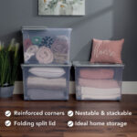 Wham 80 Litre Clear/Cool Grey Box with Wheels & Folding Lid - 3 Pack - Image 3