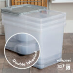 Wham 80 Litre Clear/Cool Grey Box with Wheels & Folding Lid - 3 Pack - Image 4