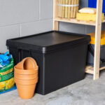 Wham Bam 62 Litre Recycled Heavy Duty Plastic Storage Box & Lid in Black - 3 Pack - Image 2