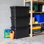 Wham Bam 62 Litre Recycled Heavy Duty Plastic Storage Box & Lid in Black - 3 Pack - Image 3