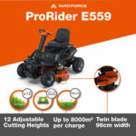 Yard Force ProRider E559 56V Ride-On Lawn Mower - Image 4